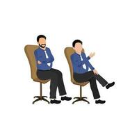 gezichtsloos twee zakenlieden zittend Bij kantoor stoel. vector
