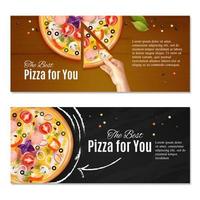 realistische pizza horizontale banners vector illustratie