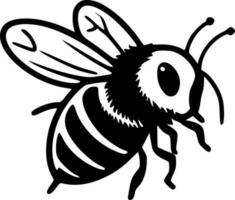 honingbij - zwart en wit geïsoleerd icoon - vector illustratie