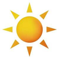 geel zon icoon. zonne- icoon. realistisch zon icoon voor weer ontwerp. modieus zomer symbool. vector illustratie