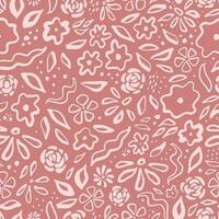 retro naadloos patroon met geschetst bloemen elementen Aan roze achtergrond. mooi zo voor afdrukken, behang, kinderkamer textiel, scrapbooken, stationair, omhulsel papier. eps 10 vector