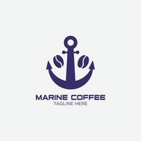 marinier koffie winkel logo, zee, anker, bonen, vectoren