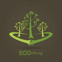 eco vriendelijk handen knuffel concept groen boom.milieuvriendelijk vriendelijk natuurlijk landschap.vector illustratie vector