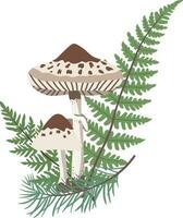 samenstelling van herfst champignons met bladeren in geïsoleerd achtergrond. vector