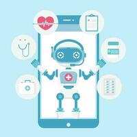 online robot dokter overleg technologie Aan smartphone. vector