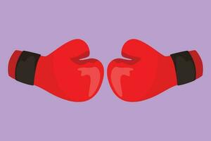 grafisch vlak ontwerp tekening gestileerde rood boksen handschoenen raken samen symbool. boksen handschoenen gevecht. bokser sportkleding voor stempel training. gevecht, gevecht, wedstrijd. tekenfilm stijl vector illustratie