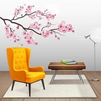 sakura interieur samenstelling vectorillustratie vector