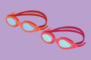 grafisch vlak ontwerp tekening gestileerde bril voor zwemmen logo, label, icoon, symbool. zwemmen stofbril voor wedstrijd, toernooi. professioneel zwemmen zwembad apparatuur. tekenfilm stijl vector illustratie