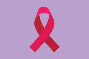 grafisch vlak ontwerp tekening roze lint voor borst kanker bewustzijn campagnes. borst kanker AIDS lintje. ondersteuning en solidariteit concept. Gezondheid logo, label, symbool. tekenfilm stijl vector illustratie