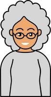 gekruld kapsel vrouw vervelend bril icoon in grijs en perzik kleur. vector
