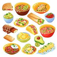 Mexicaans eten instellen vectorillustratie vector