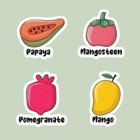 kleurrijke handgetekende vruchten stickers collectie vector