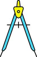 geïsoleerd tekening kompas icoon in blauw en geel kleur. vector