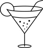 cocktail drinken glas versieren fruit plak icoon in zwart lijn kunst. vector