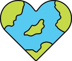 groen en blauw liefde aarde icoon of symbool. vector