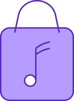 muziek- boodschappen doen zak icoon in paars kleur. vector
