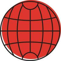 rood en zwart wereldbol wireframe vlak icoon. vector