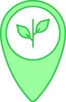 groen en wit illustratie van blad kaart pin icoon. vector