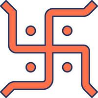 vlak stijl swastika symbool of icoon in oranje kleur. vector