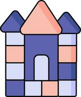 mooi speelhuisje icoon in blauw en roze kleur. vector