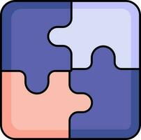 decoupeerzaag puzzel icoon in roze en blauw kleur. vector