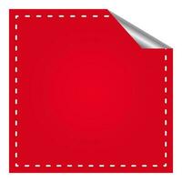 leeg krullen plein sticker of etiket element in rood kleur. vector