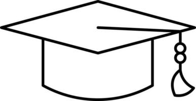 zwart dun lijn kunst van diploma uitreiking pet icoon. vector
