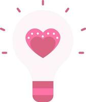 vlak stijl hart licht lamp icoon in roze kleur. vector