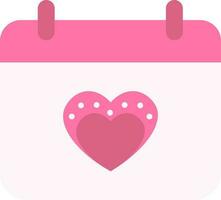 hart symbool Aan kalender vlak icoon in roze kleur. vector