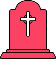 rood grafsteen icoon of symbool in vlak stijl. vector