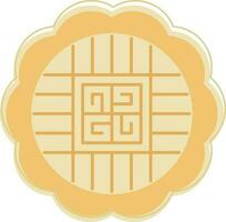 geel Chinese mooncake icoon in vlak stijl. vector