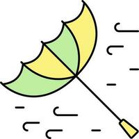 vlieg paraplu voor windstorm geel en groen icoon. vector