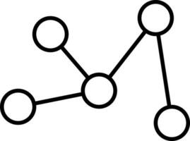 vijf punt hiërarchisch diagram zwart schets icoon. vector