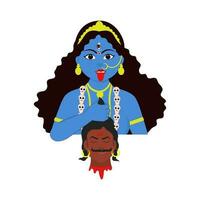 Hindoe mythologie godin kali Holding demon hoofd Aan wit achtergrond. vector