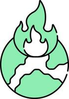 groen en wit illustratie van brand aarde icoon. vector