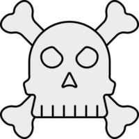grijs schedel met gekruiste beenderen vlak icoon. vector