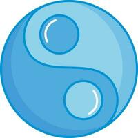 blauw yin yang symbool of icoon in vlak stijl. vector
