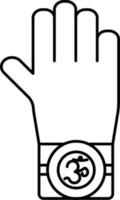 om symbool rakhi hand- icoon in lineair stijl. vector