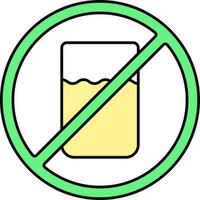 Nee drinken icoon of symbool in groen en geel kleur. vector