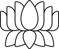 lotus bloem zwart dun lijn kunst icoon. vector