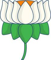 geïsoleerd wit en groen lotus bloem in vlak stijl. vector