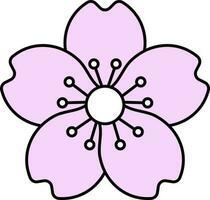 roze kers bloem vlak icoon Aan wit achtergrond. vector