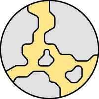vlak aarde wereldbol icoon in geel en grijs kleur. vector