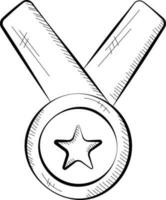 ster medaille met lint hand- getrokken icoon. vector