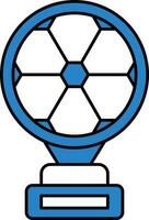 blauw en wit voetbal trofee icoon in vlak stijl. vector