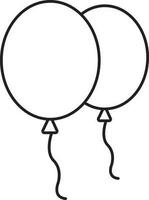 twee ballon vlieg icoon in zwart dun lijn kunst. vector