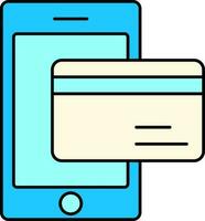geïsoleerd smartphone met betaling kaart blauw en geel icoon. vector