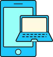 geïsoleerd smartphone met laptop blauw en geel icoon. vector