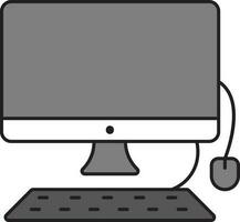 computer opstelling met apparaat icoon in grijs kleur. vector