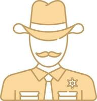 geïsoleerd sheriff Mens karakter icoon in perzik en wit kleur. vector